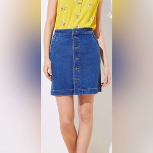 LOFT denim button down mini skirt 8 western/rodeo
